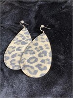 Cheetah print leather earrings
