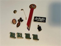 Vintage assortment of pins, Rainbow Girls Gavel