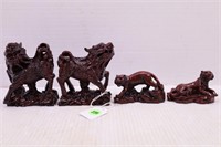 LOT OF 4 HAND CARVED? ORIENTAL DRAGONS & TIGER