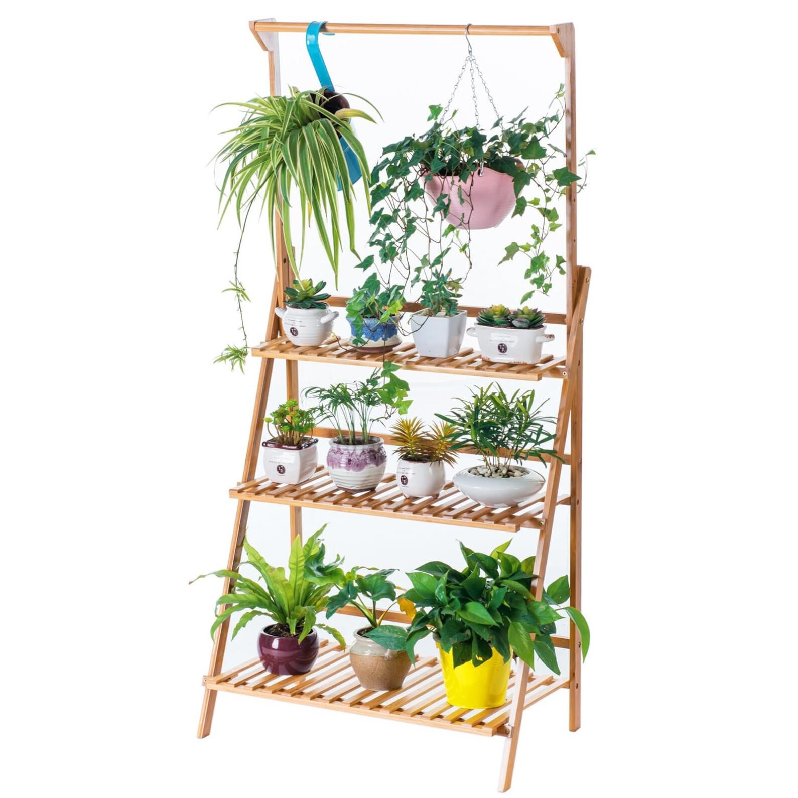 COPREE Bamboo 3-Tier Hanging Plant Stand Planter S