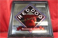 Framed Red Dog Beer Mirror