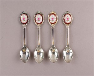 Japanese Silver-plated Spoons w/ Porcelain Handles