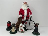 Byers' Choice Santa with Bike, Three Dogs