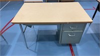 Wooden Desk with 3 Aluminum Drawers 47.5x29.5x29
