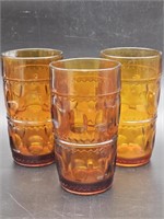 (3) Mid Century Colony Color Crown Amber Tumblers