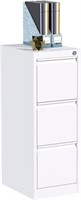 JAORD 3 Drawer Metal File Cabinet, (White)