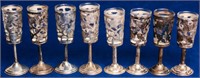 Lot of 8 Antique Sterling Silver Cordial Glasses