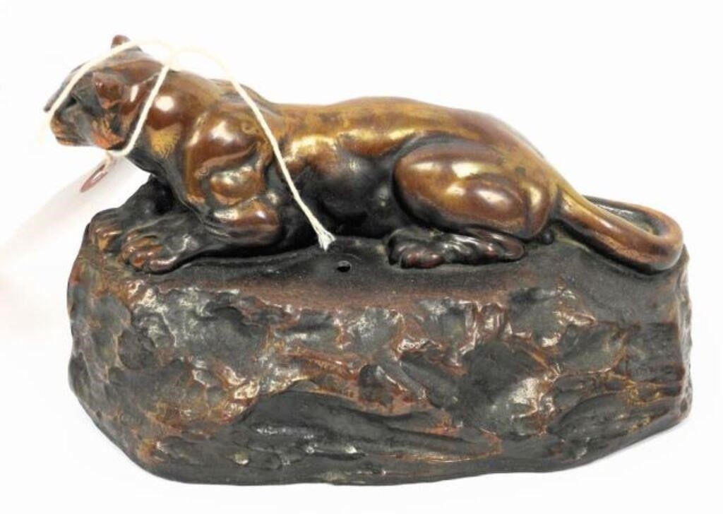 Pot metal Puma Sculpture unsigned 8”