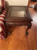 Pair of end tables with inlaid glass