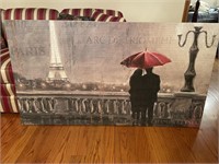 Large Paris themed artwork stretched over wood