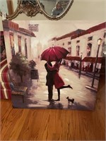 Large print of couple under umbrella stretched