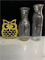 Brass owl trivet milk jar