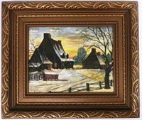 Yvette Valiquette Quebec Winter Landscape Oil 1931