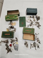4 Boxes Of Singer Attachments, Pieces & Booklet