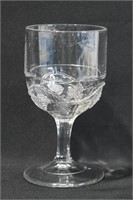 Early Pressed Glass Goblet - Grapevine Over