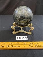 Large Marble Sphere on Metal Stand