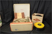 Silvertone Portable Turntable Phonograph & Records