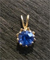 10K Gold Pendant w/ Blue Stone