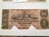 ORIGINAL CIVIL WAR CONFEDERATE 10 DOLLAR NOTE