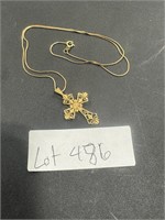 14 K GOLD CHAIN AND GOLD CROSS