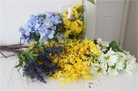 Yellow, Blue & White Faux Flowers