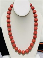 Wood beads necklace red colored