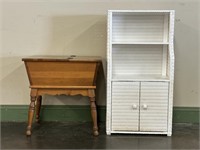 Wicker Shelf & Maple Side Table