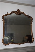 Large gilded frame mirror with leaf decor 41.5" X