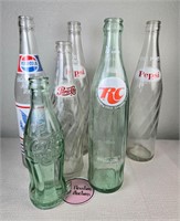 Glass Pepsi Coke RC Soda Bottles