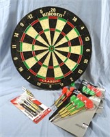 11 PC UNICORN CLASSIC DARTBOARD & DARTS