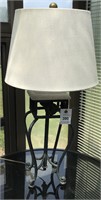 Elegant wrought iron beige stone lamp with shade