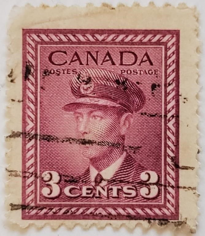1942 WWII George VI 3 Cents Stamp #251