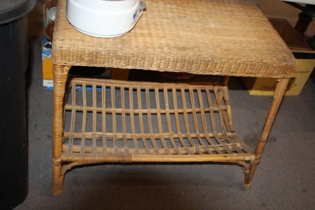 WICKER OUTSIDE ACCENT TABLE- USED
