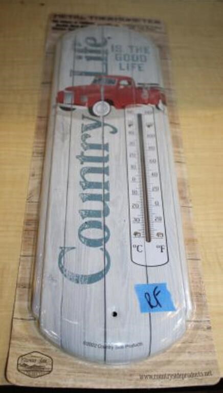 BRAND NEW METAL "COUNTRY LIFE" THERMOMETER
