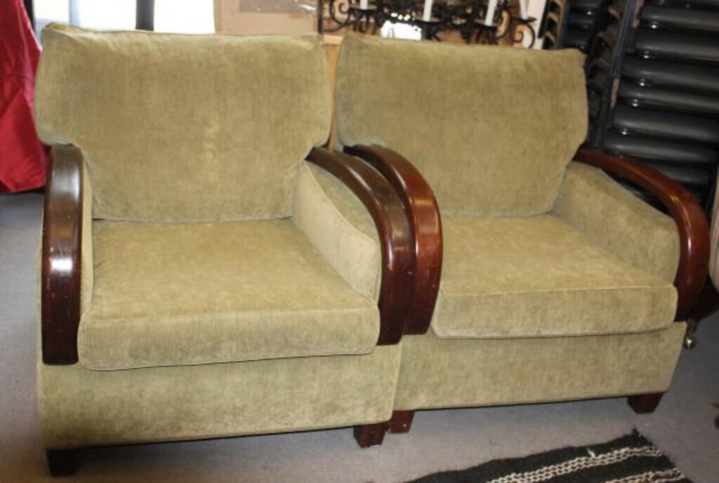 PAIR OF UPHOLSTERED ARM CHAIRS