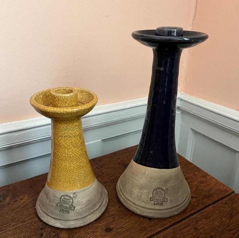 C 1995 Rowe Pottery Works Candle Holders (2)