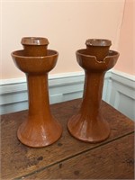 Vintage Jugtown Pottery Candle Holders (2)
