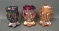 3 Fenton Cactus Carnival Glass Toothpick Holders