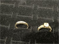 14K GOLD RING AND 18K HKG GOLD RING