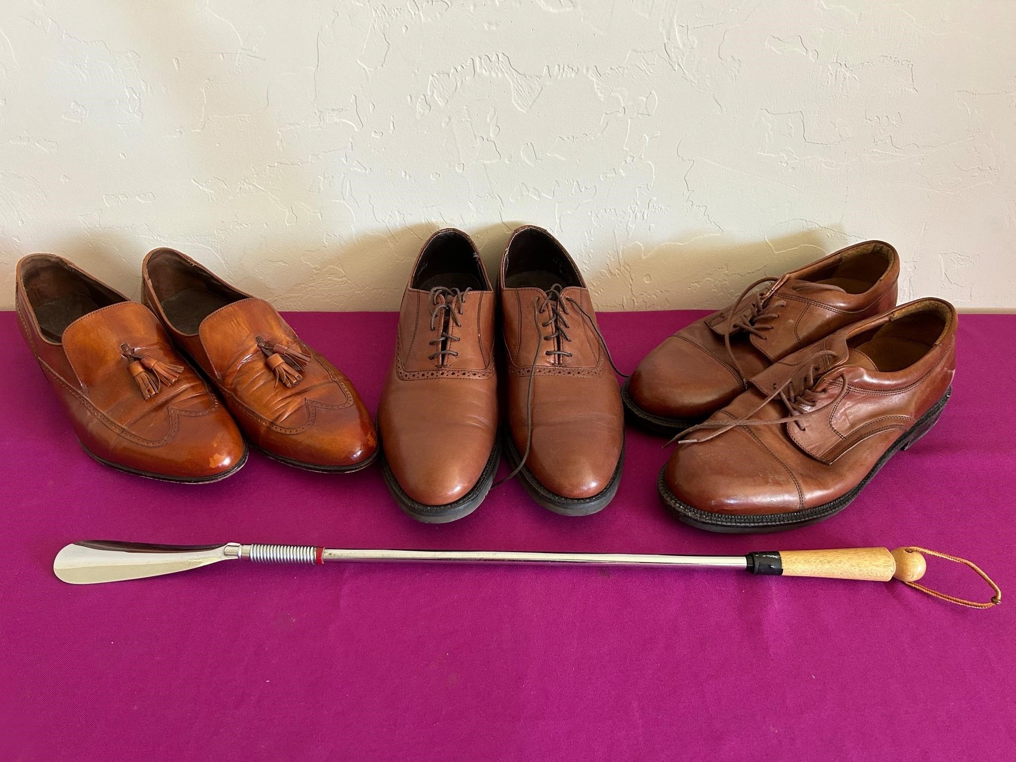 3 Pairs Leather Shoes Vintage Shoe Horn