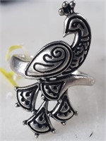 New Sterling Peacock Ring Sz 5
