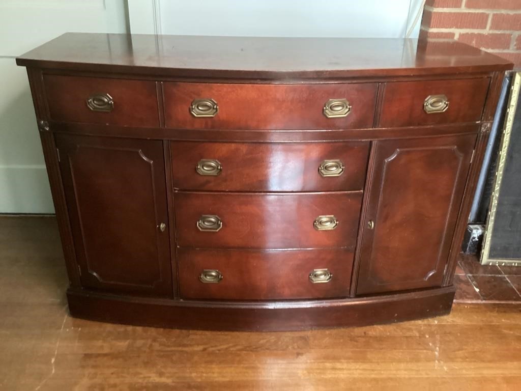 Mid Century Mahogany Bow Front Buffet