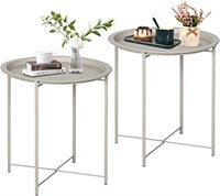 VECELO Side/End Table, Folding Round Metal