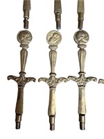 Grp of 15 Cast Brass Religious Finials w/ Emblems