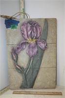 Carved Ceramic Iris Wall Art