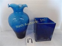 vase & cobalt blue glassware