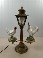 22" brass rooster lamp, works
