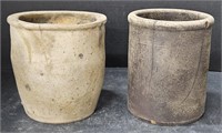 (F) Stoneware Crocks 6.5" By 6.25" And 6.5" By