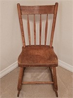 Antique Hand Crafted Tiger Oak Rocking Chair