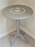 Painted Side Table for Plant or Decor, Bee & Crown